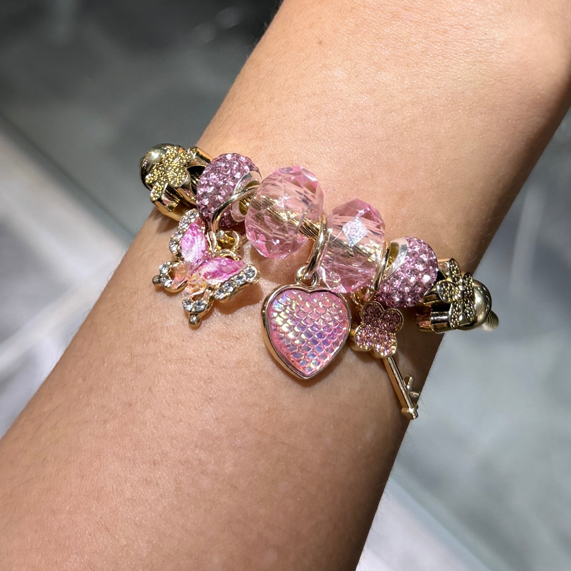 Pulsera Charms Rosada